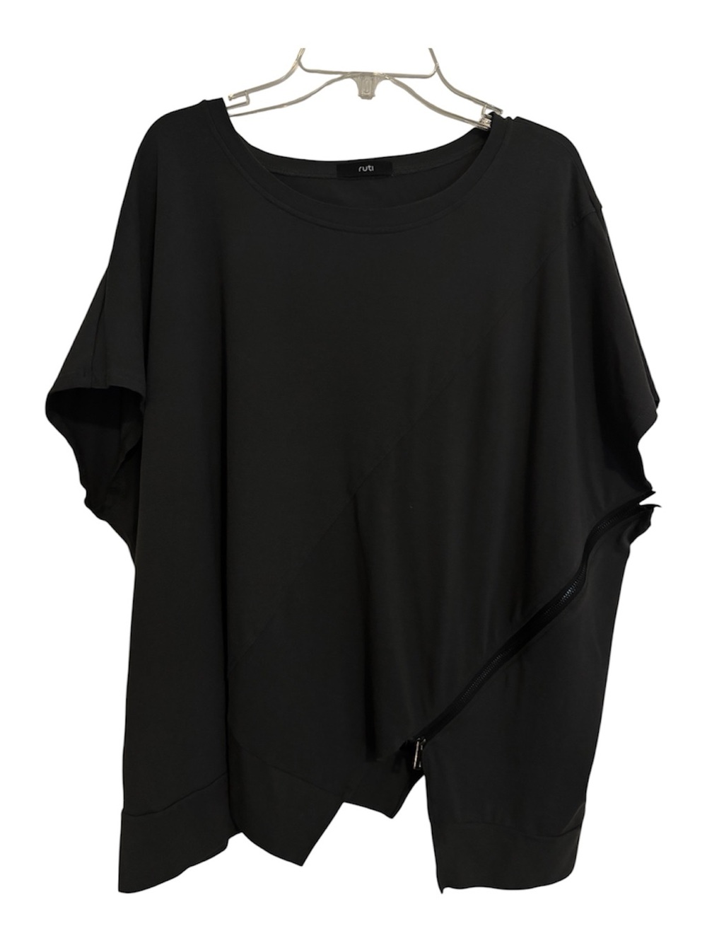 Ruti S/M Oversized Dark Grey Asymmetric  Zip-Detail Women’s Top